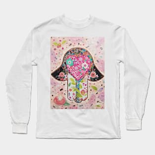 Summer of Love Hamsa by Harriette Knight Long Sleeve T-Shirt